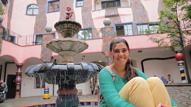 Turkish researcher sits at the fountain