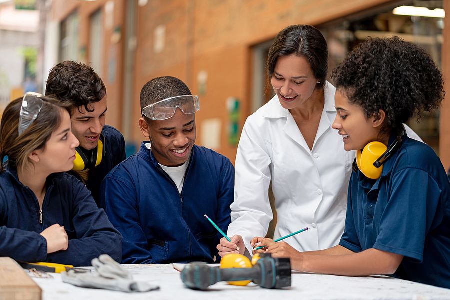 International group of young people completing their vocational training in Germany 