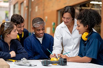 International group of young people completing their vocational training in Germany