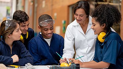 International group of young people completing their vocational training in Germany 