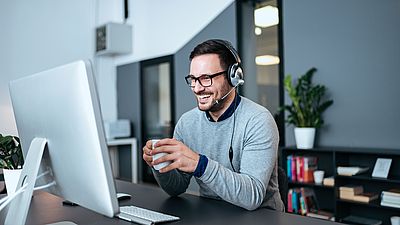 An employer participating in a webinar