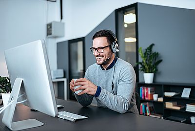 An employer participating in a webinar