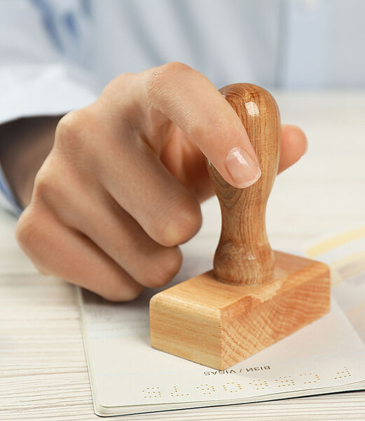 Passport is being stamped