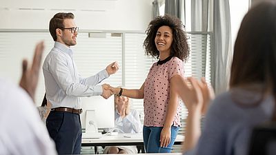 Female employee from abroad looking foward to her new job