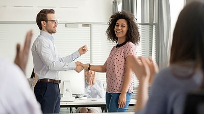 Female employee from abroad looking foward to her new job