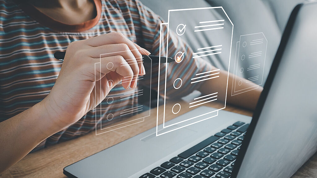 Person chops off a virtual checklist
