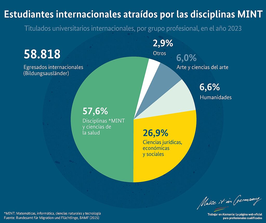 Gráfico Estudiantes intenacionales en profesiones MINT