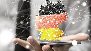 Deutsche Kartenprojektion mit vernetzten Punkten