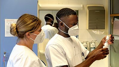 Nurse from Cameroon at work