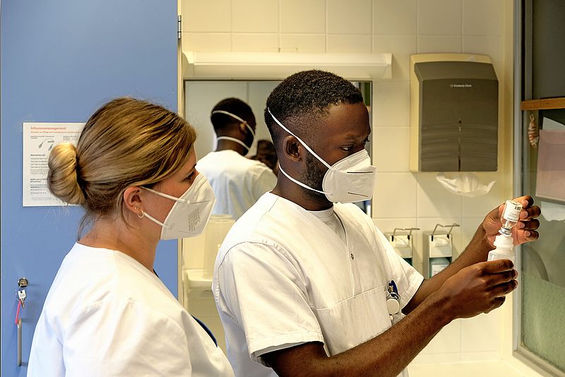 Nurse from Cameroon at work