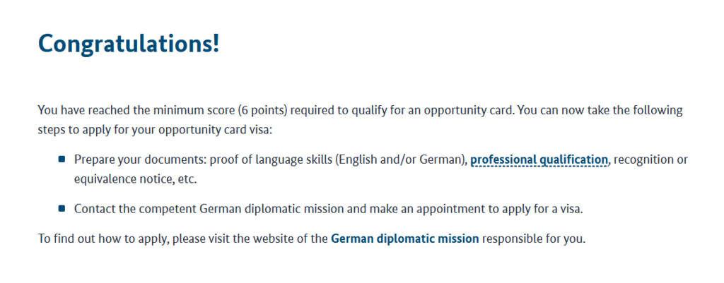 Screenshot mit der Überschrift "Congratulations!" und dem Ergebnistext